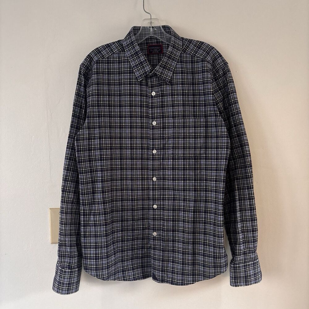 UnTUCKIT Wrinkle Free Slim Fit Blue Check Plaid L/S Shirt Men's Size L